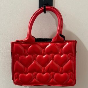 Red Heart-Patterned Women's Bag